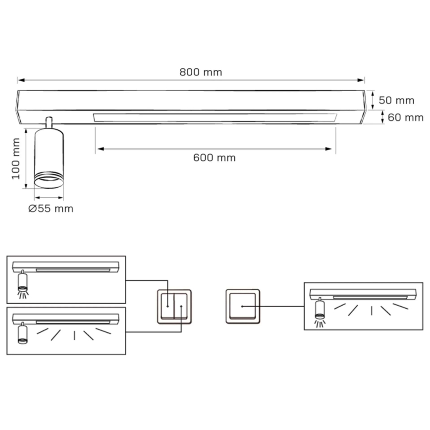 LED Laevalgusti PARIIS LED/24W/230V + 1xGU10/10W must