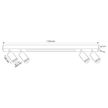 LED Laevalgusti PARIIS LED/24W/230V + 4xGU10/10W must