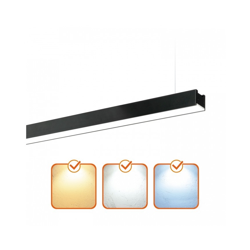 LED laevalgusti KOLINE, pinnapealne või rippuv, LED/40W/230V 3000/4000/6500K 120 cm, must