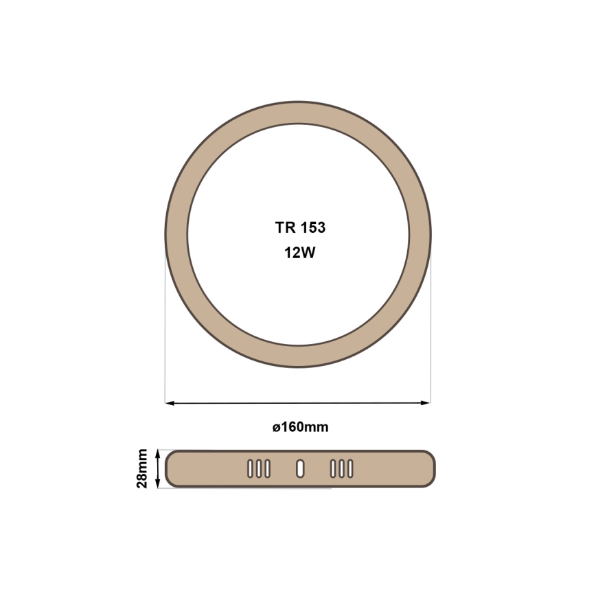 LED Laevalgusti RING LED/12W/230V 4200K d. 16 cm pruun