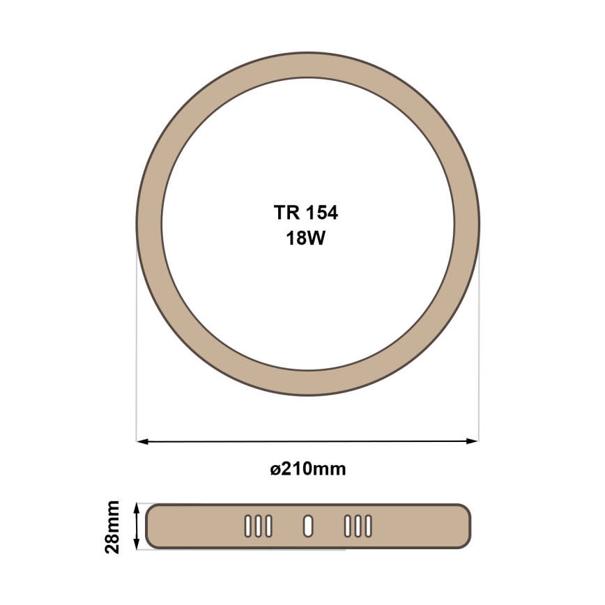 LED Laevalgusti RING LED/18W/230V 4200K d. 21 cm pruun