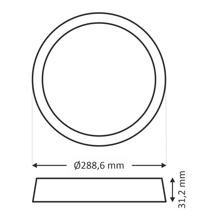 LED Laevalgusti ROUND LED/24W/230V 4000K d. 28,8 cm must