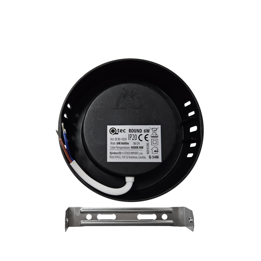 LED Laevalgusti ROUND LED/6W/230V 4000K d. 12,1 cm must