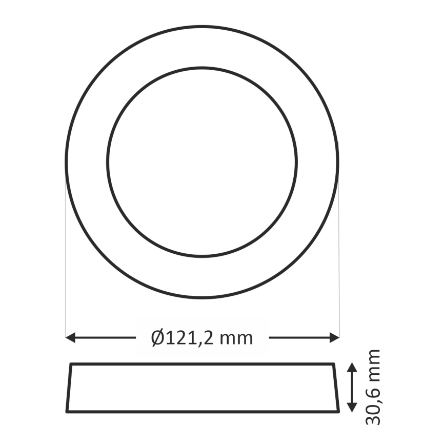 LED Laevalgusti ROUND LED/6W/230V 4000K d. 12,1 cm must
