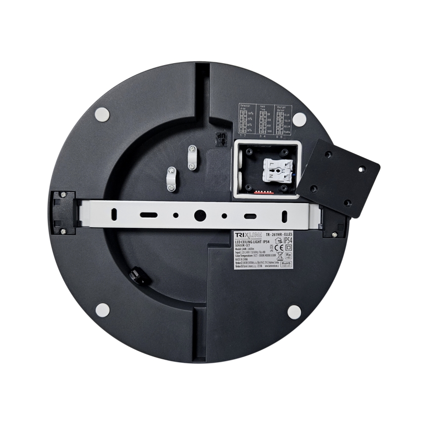 LED Laevalgusti vannituppa anduriga ELLÉ LED/24W/230V 3000/4000/6500K d. 26 cm IP54 antratsiit