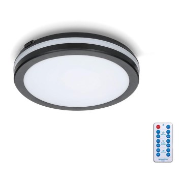 LED Laevalgusti vannituppa anduriga LED/12W/230V 3000/4000/6500K IP65 d. 20 cm must + kaugjuhtimispult