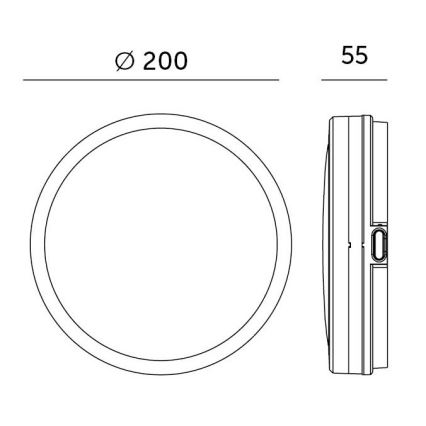 LED Laevalgusti vannituppa anduriga LED/12W/230V 3000/4000/6500K IP65 d. 20 cm must + kaugjuhtimispult