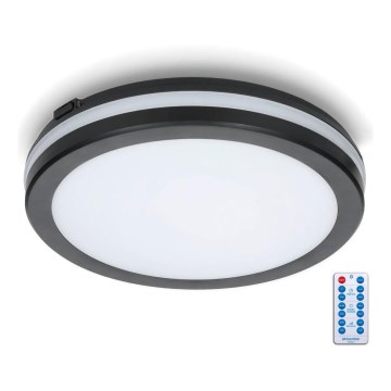 LED Laevalgusti vannituppa anduriga LED/18W/230V 3000/4000/6500K IP65 d. 30 cm must + kaugjuhtimispult