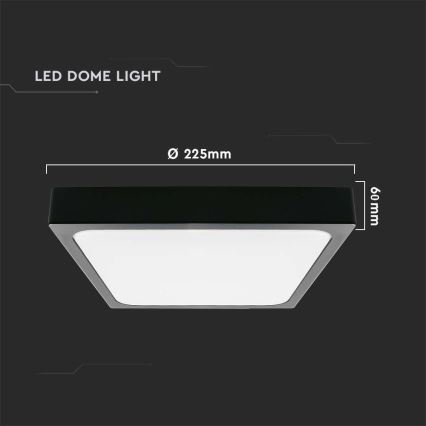 LED Laevalgusti vannituppa anduriga LED/18W/230V 4000K IP44 22,5x22,5 cm must