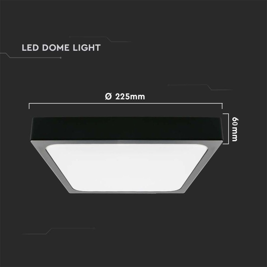 LED Laevalgusti vannituppa anduriga LED/18W/230V 4000K IP44 22,5x22,5 cm must