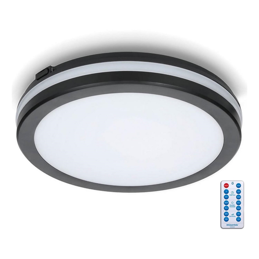 LED Laevalgusti vannituppa anduriga LED/24W/230V 3000/4000/6500K IP65 d. 30 cm must + kaugjuhtimispult