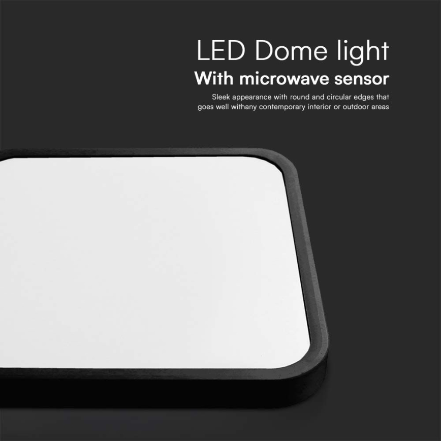 LED Laevalgusti vannituppa anduriga LED/36W/230V 4000K IP44 42x42 cm must + kaugjuhtimispult