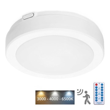 LED Laevalgusti vannituppa anduriga NAIROS LED/12W/230V IP65 3000/4000/6500K d. 20 cm valge + kaugjuhtimispult