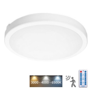 LED Laevalgusti vannituppa anduriga NAIROS LED/36W/230V IP65 3000/4000/6500K d. 40 cm valge + kaugjuhtimispult