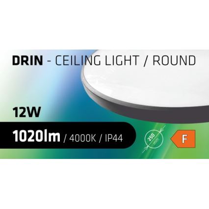 LED Laevalgusti vannituppa CIRCLE LED/12W/230V 4000K d. 25 cm IP44 must