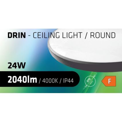 LED Laevalgusti vannituppa CIRCLE LED/24W/230V 4000K d. 37 cm IP44 must