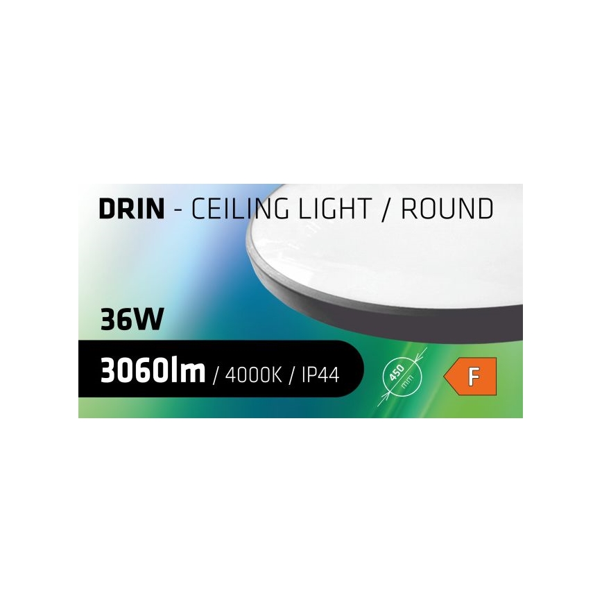 LED Laevalgusti vannituppa CIRCLE LED/36W/230V 4000K d. 45 cm IP44 must