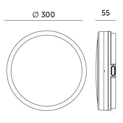 LED Laevalgusti vannituppa LED/18W/230V 3000/4000/6500K IP65 d. 30 cm must