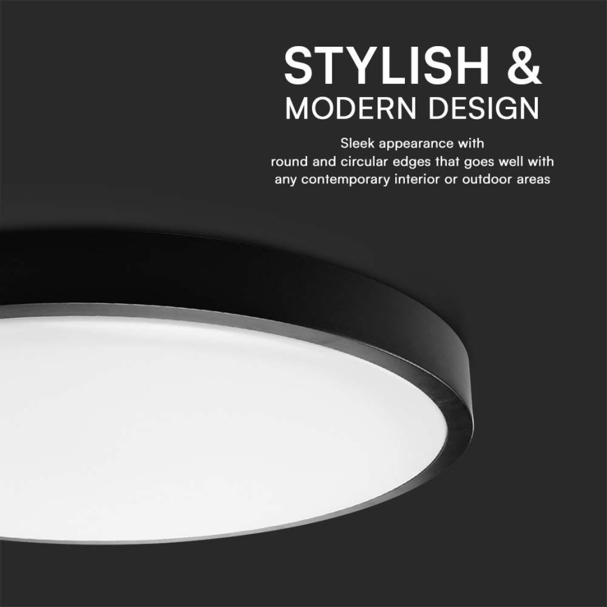 LED Laevalgusti vannituppa LED/24W/230V 3000K IP44 d. 29,5 cm must