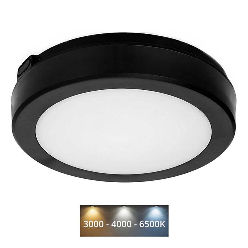 LED Laevalgusti vannituppa NAIROS LED/12W/230V 3000/4000/6500K IP65 d. 20 cm must