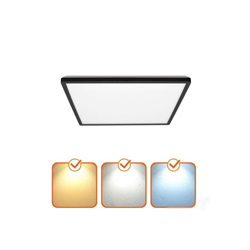 LED Laevalgusti vannituppa NIVERA LED/12W/230V IP54 3000/4000/6000K 22,5x22,5 cm must