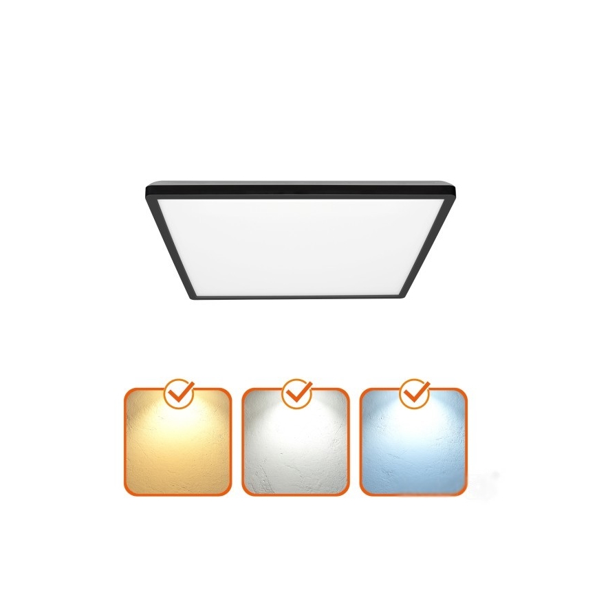LED Laevalgusti vannituppa NIVERA LED/18W/230V IP54 3000/4000/6000K 30x30 cm must