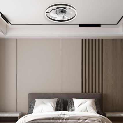LED Hämardatav laeventilaator valgustiga APOLLO LED/38W/230V must + kaugjuhtimispult