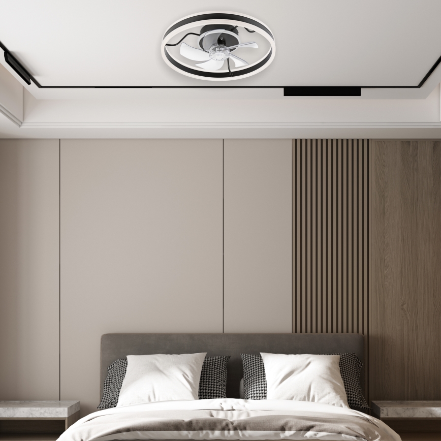 LED Hämardatav laeventilaator valgustiga APOLLO LED/38W/230V must + kaugjuhtimispult