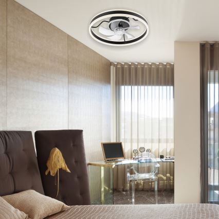 LED Hämardatav laeventilaator valgustiga APOLLO LED/38W/230V must + kaugjuhtimispult