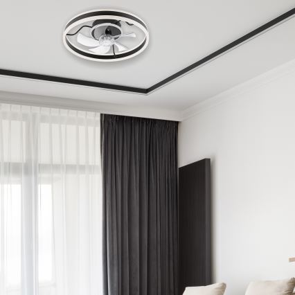 LED Hämardatav laeventilaator valgustiga APOLLO LED/38W/230V must + kaugjuhtimispult