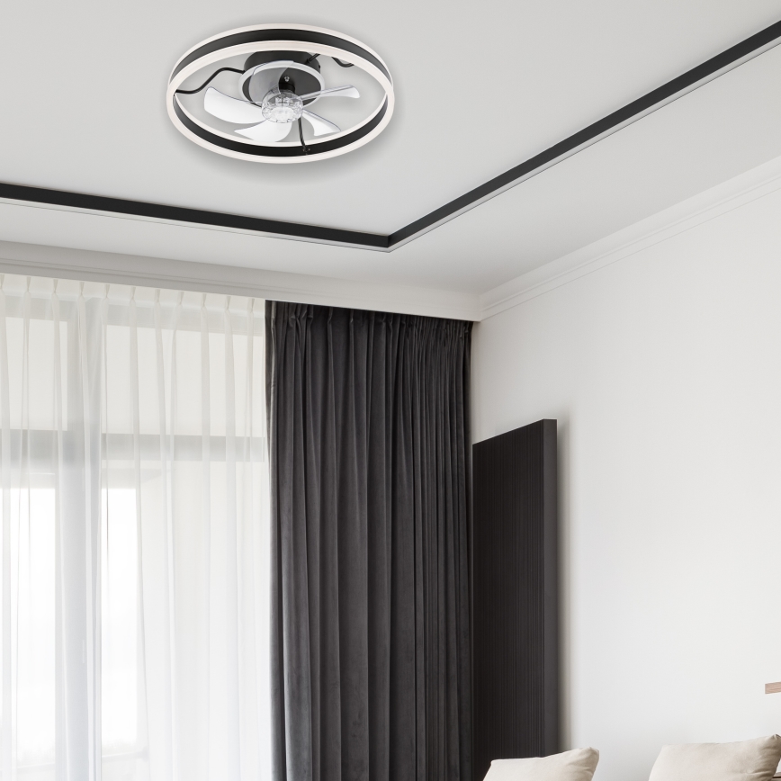 LED Hämardatav laeventilaator valgustiga APOLLO LED/38W/230V must + kaugjuhtimispult