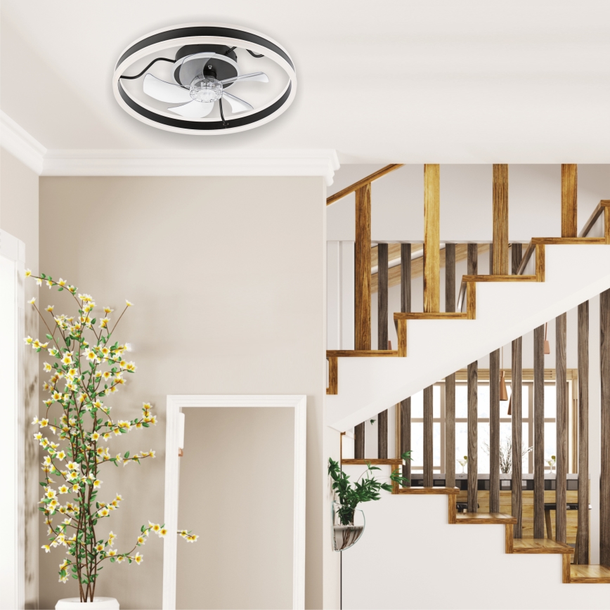 LED Hämardatav laeventilaator valgustiga APOLLO LED/38W/230V must + kaugjuhtimispult