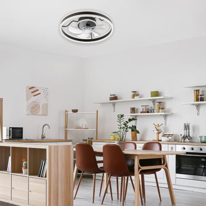 LED Hämardatav laeventilaator valgustiga APOLLO LED/38W/230V must + kaugjuhtimispult