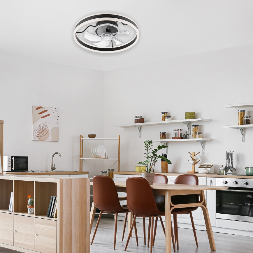 LED Hämardatav laeventilaator valgustiga APOLLO LED/38W/230V must + kaugjuhtimispult