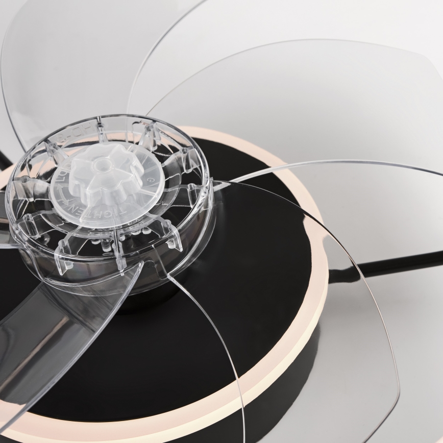 LED Hämardatav laevalgusti ventilaatoriga FARGO LED/37W/230V must + kaugjuhtimispult