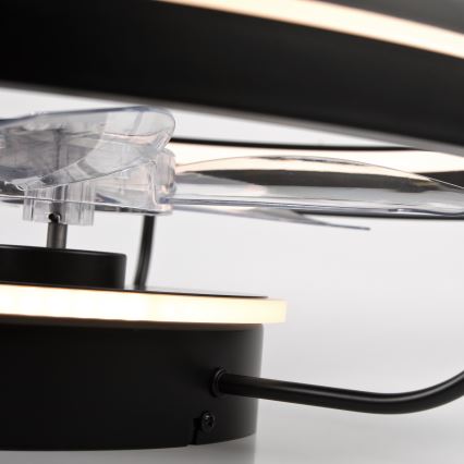 LED Hämardatav laevalgusti ventilaatoriga FARGO LED/37W/230V must + kaugjuhtimispult
