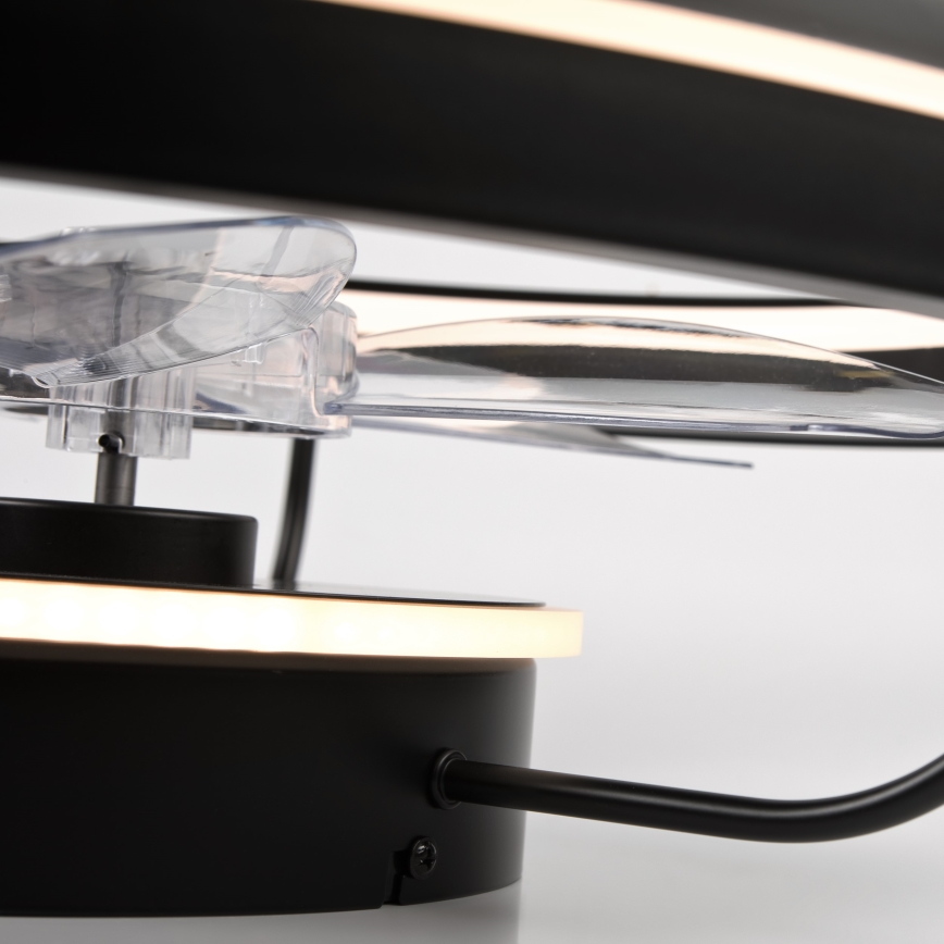 LED Hämardatav laevalgusti ventilaatoriga FARGO LED/37W/230V must + kaugjuhtimispult