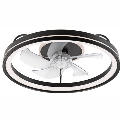 LED Hämardatav laevalgusti ventilaatoriga FARGO LED/37W/230V must + kaugjuhtimispult