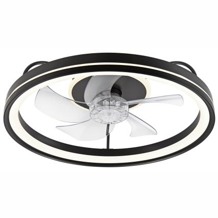 LED Hämardatav laevalgusti ventilaatoriga FARGO LED/37W/230V must + kaugjuhtimispult