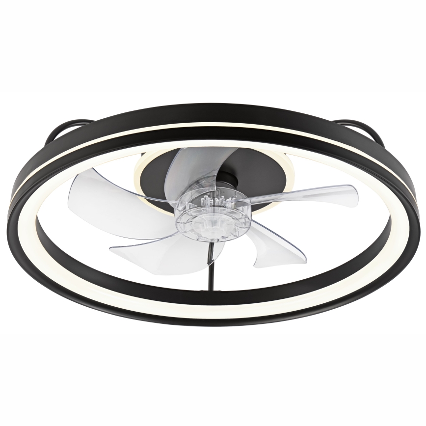 LED Hämardatav laevalgusti ventilaatoriga FARGO LED/37W/230V must + kaugjuhtimispult