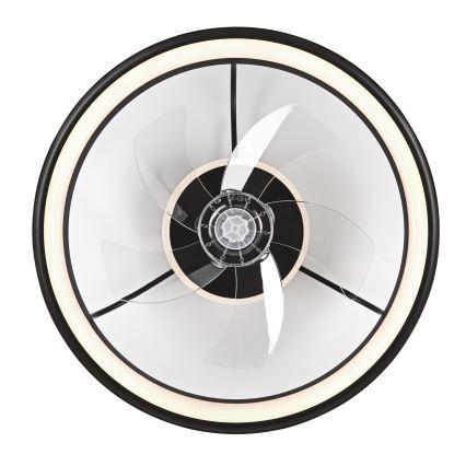 LED Hämardatav laevalgusti ventilaatoriga FARGO LED/37W/230V must + kaugjuhtimispult