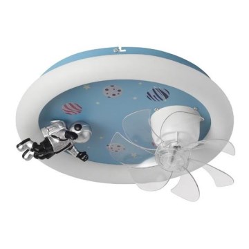 LED laste hämardatav laelamp ventilaatoriga LED/48W/230V 3000/4000/6000K läbimõõt 50 cm sinine + kaugjuhtimispult