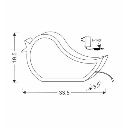 LED laste laualamp BIRD LED/12W/230V roosa