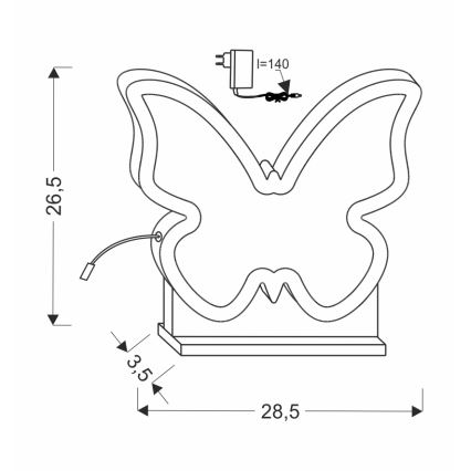 LED Laste laualamp BUTTERFLY LED/14W/230V roosa