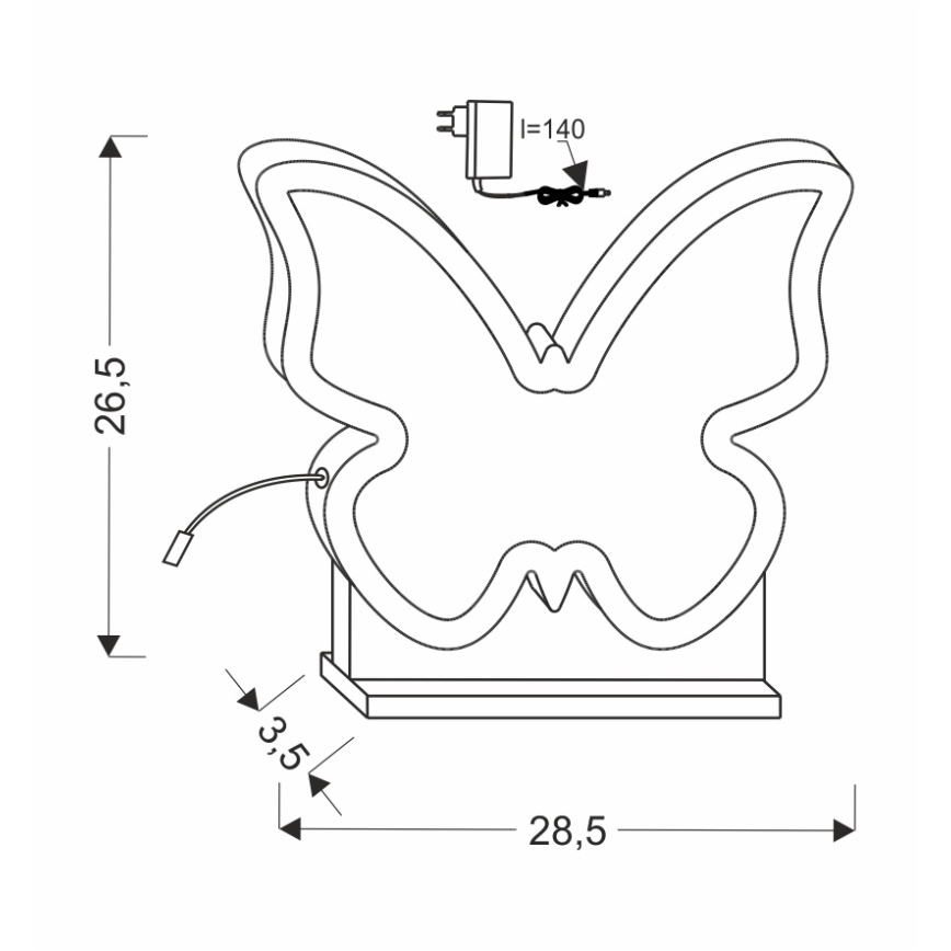 LED Laste laualamp BUTTERFLY LED/14W/230V roosa