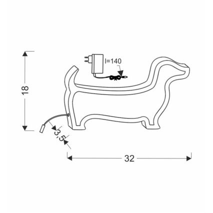 LED Laste laudlamp DOG LED/12W/230V must