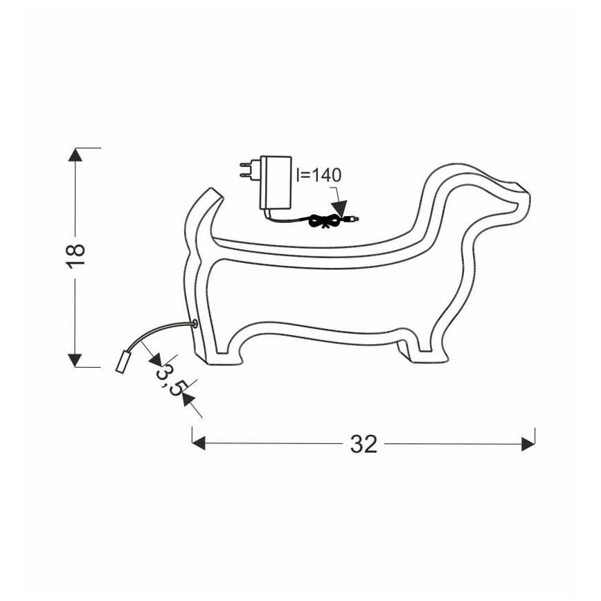 LED Laste laudlamp DOG LED/12W/230V must