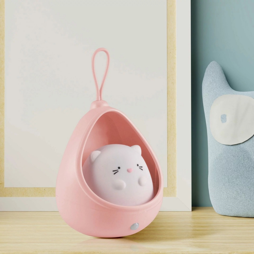 LED Laste orientatsioon hele anduriga KITTY LED/0,5W/5V USB 1200 mAh roosa