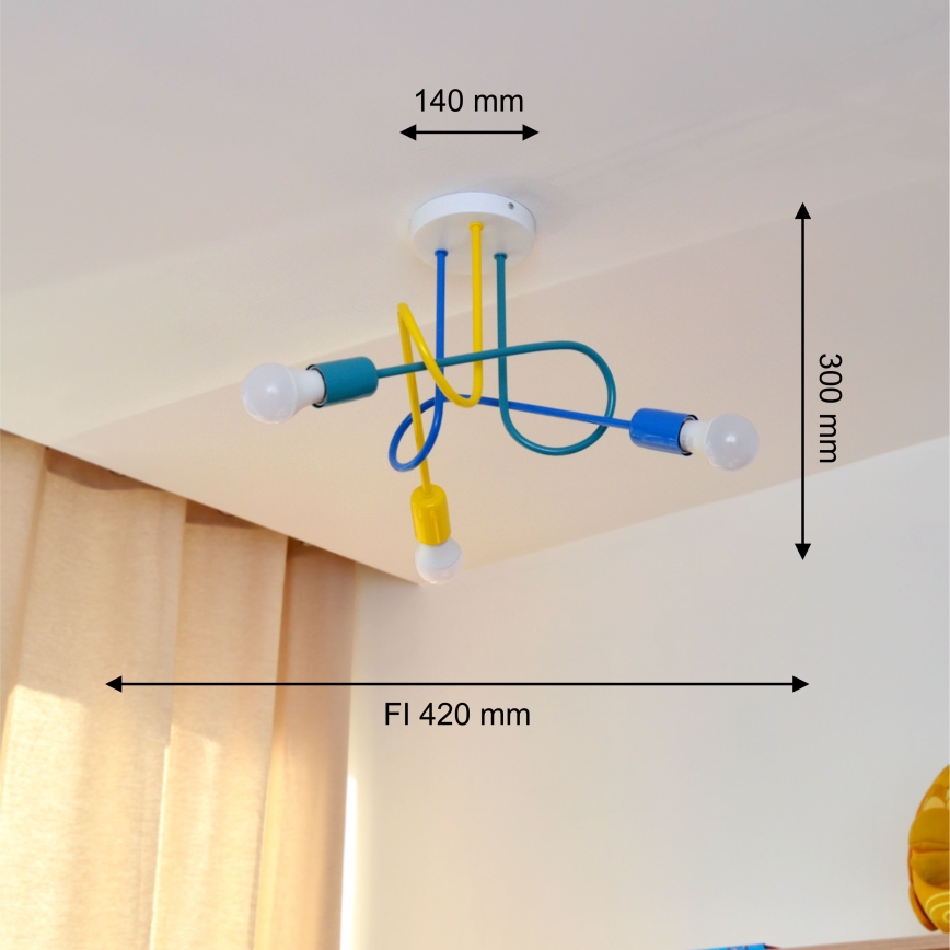 LED Laste pinnale kinnitatav lühter OXFORD 3xE27/15W/230V