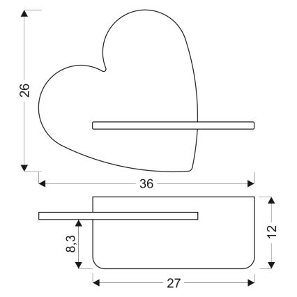 LED Laste seinavalgusti koos riiuliga HEART LED/5W/230V roosa/puit - FSC sertifitseeritud